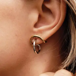Wholesale 304 Stainless Steel Geometric PVD Coated Real Gold Plated Casual Simple Style Commute Waterproof Non Tarnish Rings Earrings
