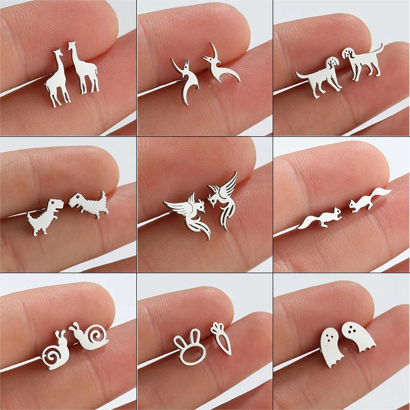 Wholesale PVD Coated 18K Gold Real Gold Plated Animal 304 Stainless Steel Cute Waterproof Non Tarnish Ear Studs