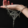 oly-f0ba281d79d6e1497e116aeacefc4749 Wholesale Bohemian style zinc alloy cross pendant necklace, gothic bramble metal with barbed wire chain necklace