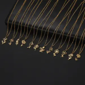 Wholesale Fashion Flower Stainless Steel Plating Pendant Necklace 1 Piece