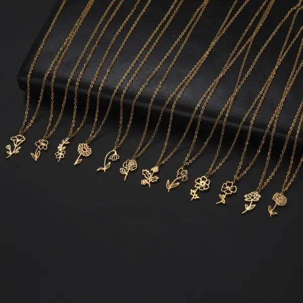 Wholesale Fashion Flower Stainless Steel Plating Pendant Necklace 1 Piece