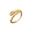 Real Gold Plated Copper PVD Coated Zircon Snake Butterfly Bow Knot Waterproof Non Tarnish Open Rings