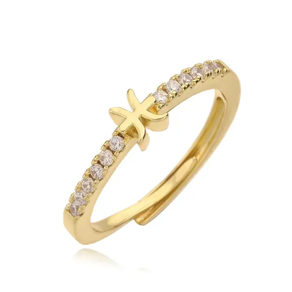 Wholesale Copper 18K Gold Plated IG Style Hip-Hop Simple Style Plating Inlay Constellation Zircon Adjustable Ring
