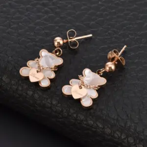 White Shell Rose Gold Stud Earrings
