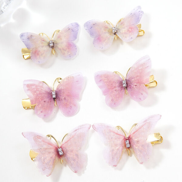 Wholesale 6-Pack Butterfly Hair Clips for Girls and Princesses, Cute Super Fairy Hair Accessories, Tulle Fairy-Like Ancient Style Han Dynasty Headwear