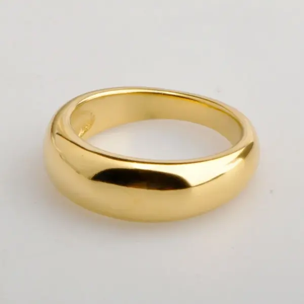 Wholesale PVD Coated Real Gold Plated 18K Gold Solid Color Stainless Steel Simple Style Waterproof Non Tarnish Rings