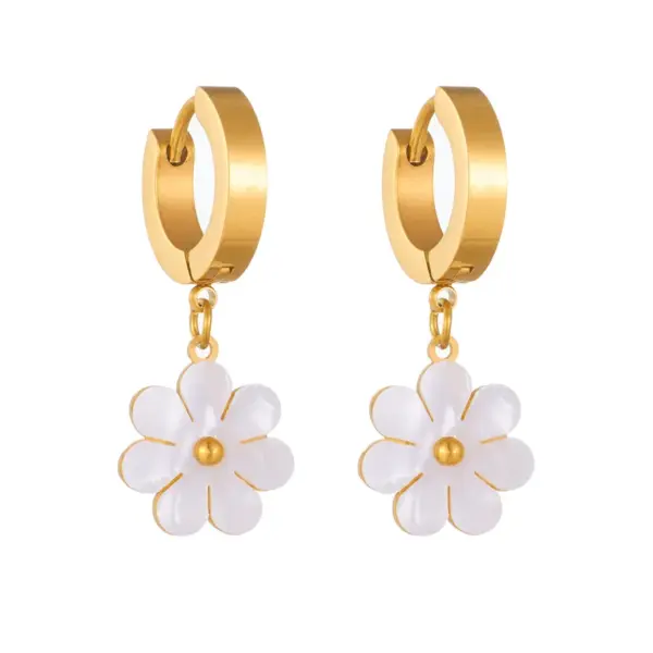 Wholesale PVD Coated Real Gold Plated 18K Gold Flower Titanium Steel Sweet Pastoral Waterproof Non Tarnish Titanium Steel Layered Necklaces