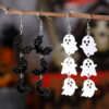 oly-f0d5e367604b5cbae89c09c76e20045c Wholesale Cross Border Halloween White Ghost Black Bat Triple Stitching Pendant Earrings Acrylic Gothic Wind Earrings