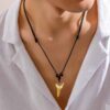 Wholesale European and American fashion personalized wooden beads shark tooth necklace jewelry men's hip hop niche high-grade simple cross-border jewelry