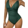 Wholesale 2024 European and American New Large Size Standard Sexy Solid Color Jumpsuit Amazon Hot Style Slimming Look Bikini Swimsuit