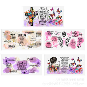 Butterfly purple series transparent crystal water cup waterproof sticker set (5 pieces/set)-4