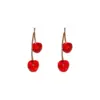 Wholesale 1 Pair Cute Sweet Cherry Resin Copper Drop Earrings