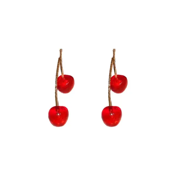 Wholesale 1 Pair Cute Sweet Cherry Resin Copper Drop Earrings