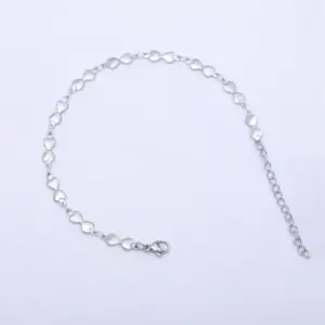 Half Flower Doppel Herz / Anklet 21 5cm