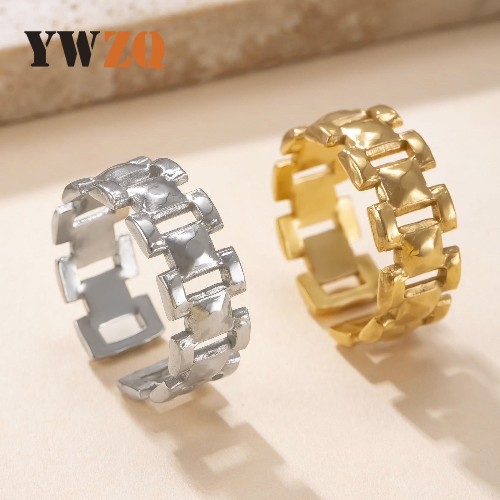 Wholesale Stainless steel ring, openwork chain ring