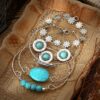 oly-f0e881dcd78a84f591bea079b15029bf Wholesale Ethnic style turquoise feather flower bracelet