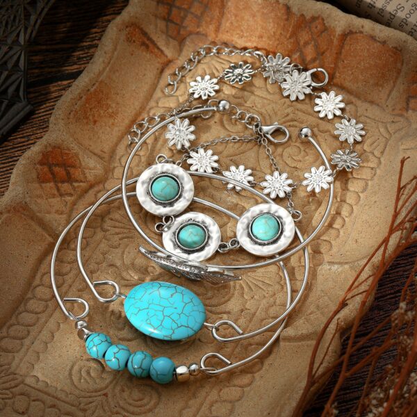 oly-f0e881dcd78a84f591bea079b15029bf Wholesale Ethnic style turquoise feather flower bracelet