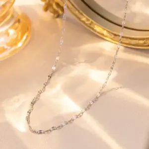 04-Lip Chain 40+5cm-Steel Color / Individually Packaged