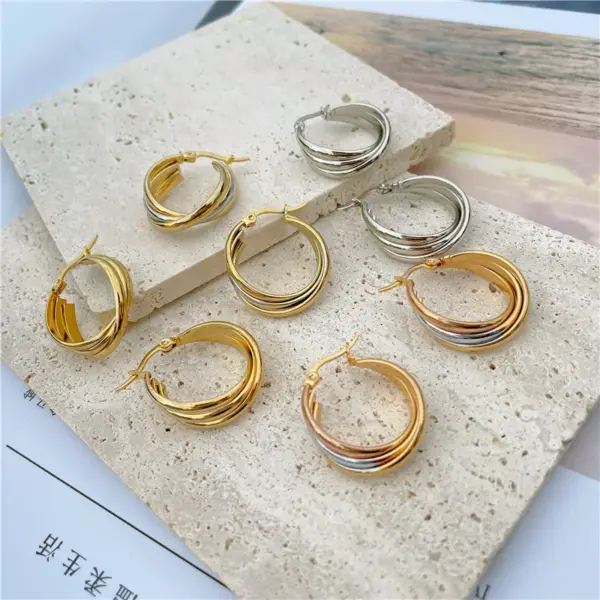 Wholesale Simple Style Geometric Circle Stainless Steel Round Ellipse Earrings
