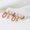 Wholesale Cute Sweet Geometric Brass Plating Inlay Zircon 18k Gold Plated Silver Plated Drop Earrings