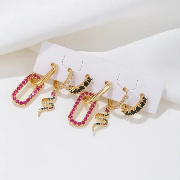 Wholesale Cute Sweet Geometric Brass Plating Inlay Zircon 18k Gold Plated Silver Plated Drop Earrings