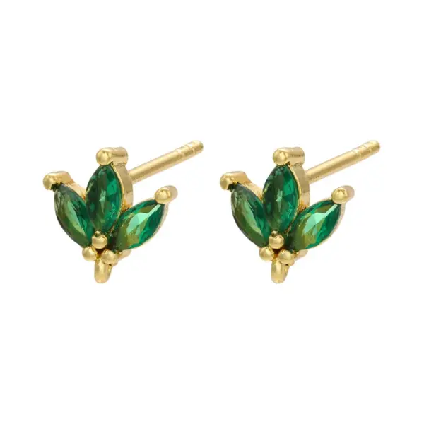 Retro Geometric Green Gemstones Diamond Copper Earrings Wholesale Nihaojewelry