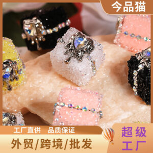 Wholesale Heart-shaped soft candy chain with rhinestone balls and square through-hole beads
