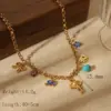Wholesale Ion Plating (IP) 18K Gold Plated Elephant Butterfly Bow Knot 304 Stainless Steel Vintage Style Simple Artistic Pendant Necklace