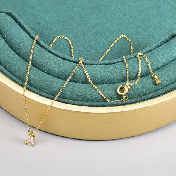 304 Stainless Steel Water Droplets PVD Coated Artificial Rhinestones 18K Real Gold Plated Elegant Waterproof Non Tarnish Diamond Pendant Necklace