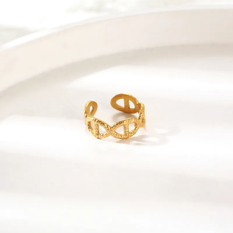 Wholesale PVD Coated Real Gold Plated 18K Gold Solid Color 304 Stainless Steel Simple Style Commute Waterproof Non Tarnish Open Rings