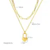 PVD Coated Real Gold Plated 18K Gold Heart Shape 304 Stainless Steel Simple Style Waterproof Non Tarnish 304 Stainless Steel Double Layer Necklaces
