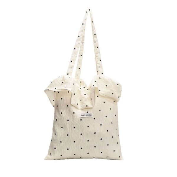Wholesale 2025 Spring and Summer New Korean Style Polar Dot Cloth Bag Shoulder Bag Fairy Style Ruffle Handbag Women's Holiday Chiffon Bag