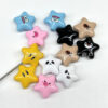 Wholesale Through-hole solid color facial expression print five-pointed star bead