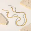 Wholesale 304 Stainless Steel Solid Color PVD Coated Real Gold Plated 18K Gold Hip-Hop Simple Style Waterproof Non Tarnish Snake Chain Lobster Trigger Clasp Closure Gold Silver Necklace