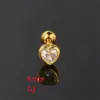 Wholesale 1 Piece Simple Style Heart Shape Plating Inlay Stainless Steel Copper Zircon White Gold Plated Ear Studs