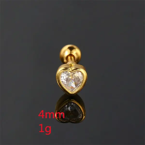 Wholesale 1 Piece Simple Style Heart Shape Plating Inlay Stainless Steel Copper Zircon White Gold Plated Ear Studs