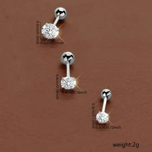 Wholesale 18K Gold Plated 304 Stainless Steel PVD Coated Zircon Solid Color Waterproof Non Tarnish Surgical Steel Streetwear Cartilage Earrings For Women's