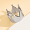 Wholesale retro crown ring metal smooth opening stainless steel ring