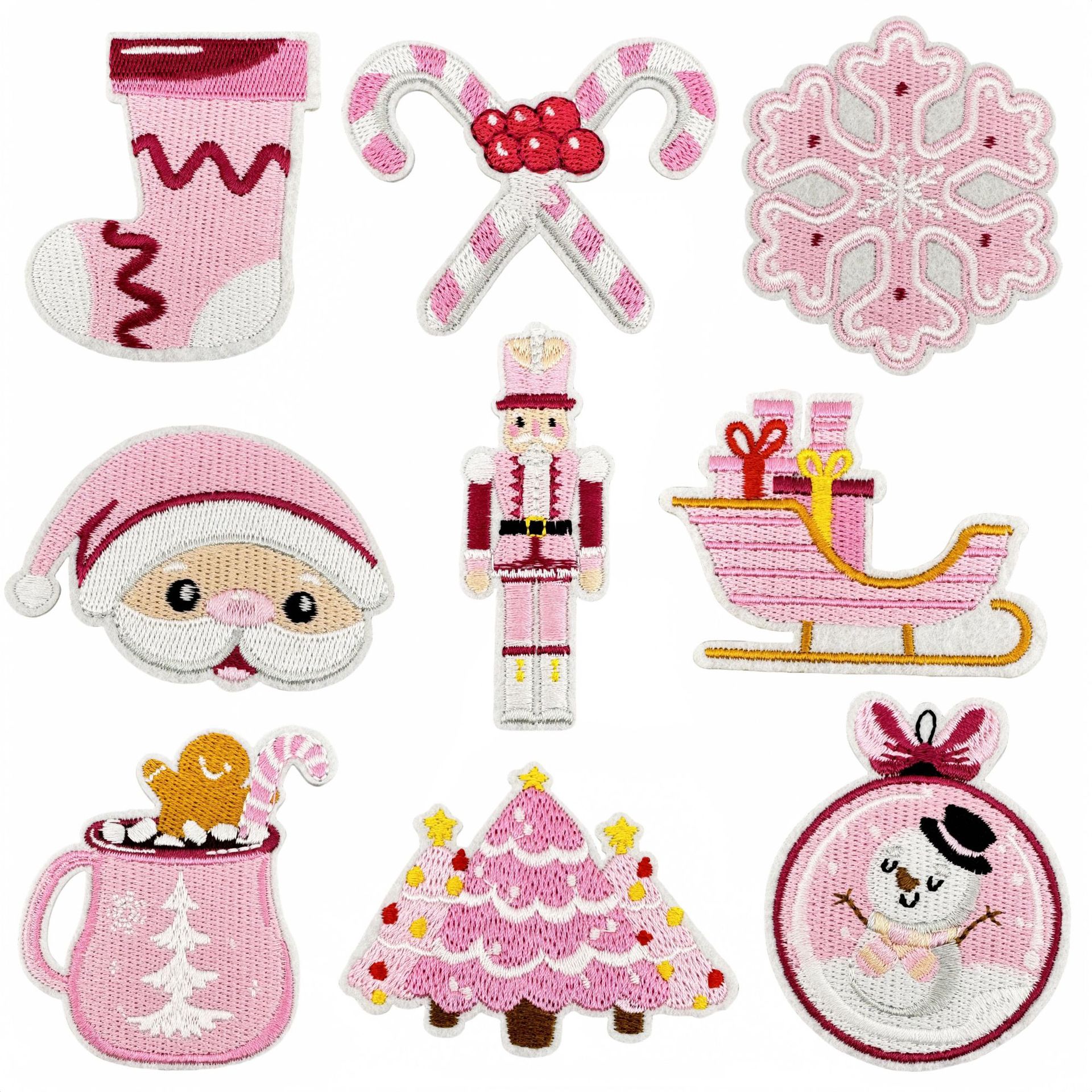 Wholesale Computer Embroidery Label Cute Pink Series Badge Gift Patch Garment Aessories DIY Hand Aount Embroidery Patch