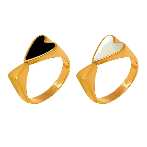Wholesale PVD Coated Real Gold Plated 18K Gold Heart Shape 304 Stainless Steel Simple Style Waterproof Non Tarnish Open Ring