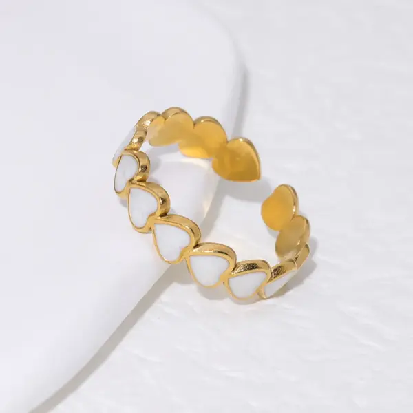 Wholesale PVD Coated Real Gold Plated 18K Gold Heart Shape 304 Stainless Steel Modern Style Simple Style Waterproof Non Tarnish Open Rings