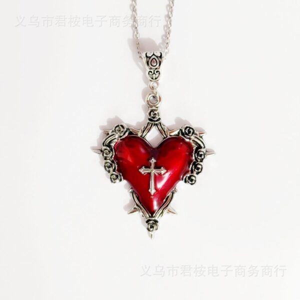 oly-f133c188166271bcd80bb53671b10e9a Wholesale original n red love necklace liquid metal gothic big heart pendant necklace factory direct sales