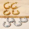 PVD Coated Real Gold Plated 16K Gold White Gold Plated Gold Plating C Shape 304 Stainless Steel Classic Style Waterproof Non Tarnish Earrings