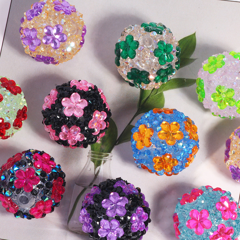 Wholesale Acrylic flower straight hole loose beads DIY aessories