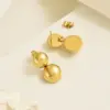 PVD Coated Real Gold Plated 14K Gold Solid Color 304 Stainless Steel Simple Style Solid Color Waterproof Non Tarnish Drop Earrings