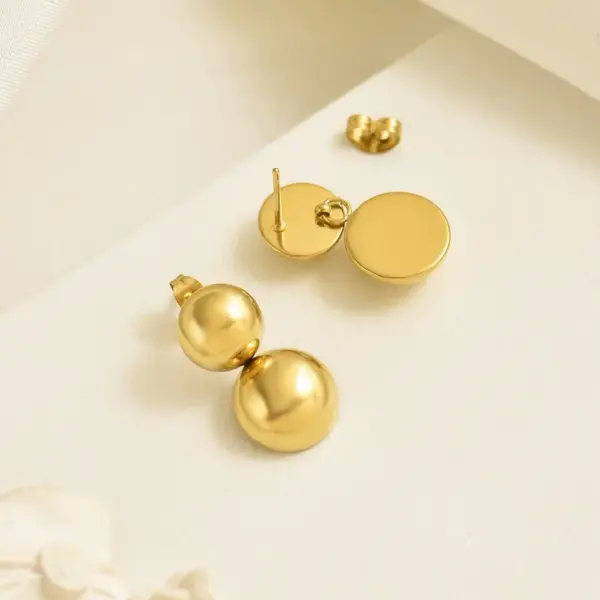 PVD Coated Real Gold Plated 14K Gold Solid Color 304 Stainless Steel Simple Style Solid Color Waterproof Non Tarnish Drop Earrings