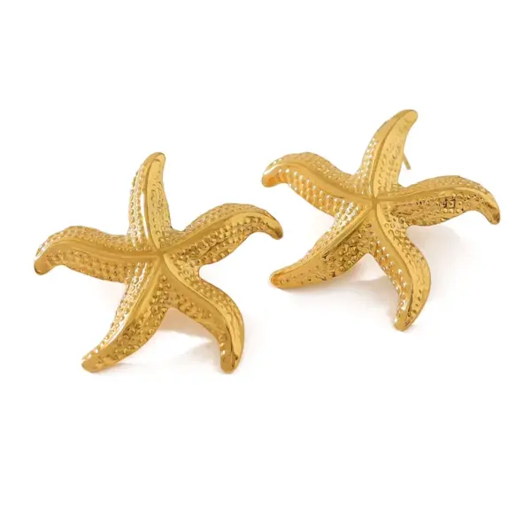 PVD Coated 18K Gold Real Gold Plated Starfish 304 Stainless Steel French Style Simple Style Classic Style Waterproof Non Tarnish Ear Studs