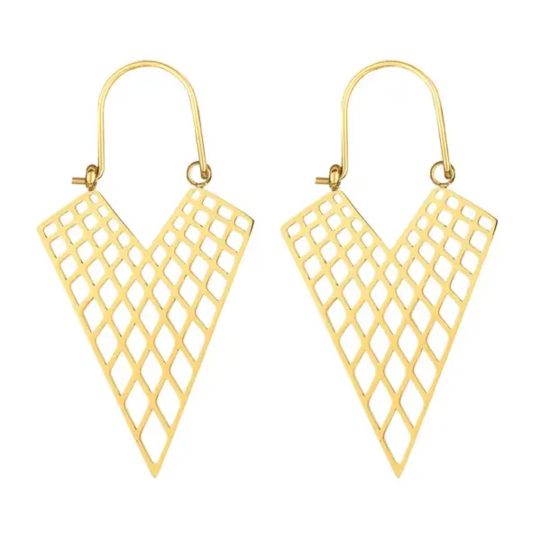Wholesale PVD Coated Triangle Titanium Steel Exaggerated Waterproof Non Tarnish 304 Stainless Steel Earrings