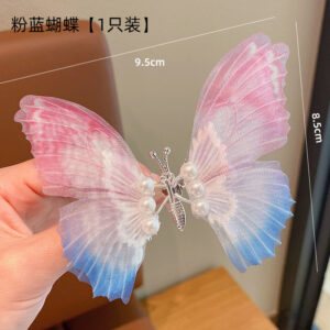Pink and blue butterfly hairpin