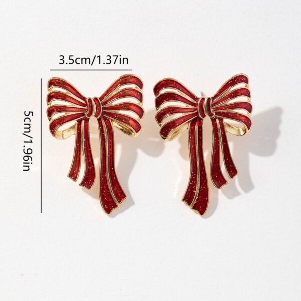 Wholesale Bow Red and Green Christmas Earrings